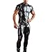 Caxndycing Tuta da uomo, effetto bagnato, body da uomo, tuta intera in similpelle, biancheria intima in pelle sintetica, pantaloni da clubwear, Nero, S immagine