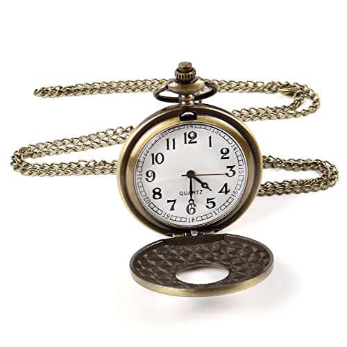 JKDHJK 1 Pcs Montre de Poche Vintage avec Chaîne Montre de Poche à Chiffres Romains Antique Montre à Gousset Homme pour Anniversaire de Noël Cadeaux de fête des pères Cover