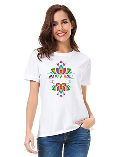 Image of Decor Production Men's /Women's Regular Fit -Colourful - Holi Tshirt Shirt for Men /Women Printed Round Neck Tshirt || Mens /Womens Tshirts Polycotton Half Sleeve