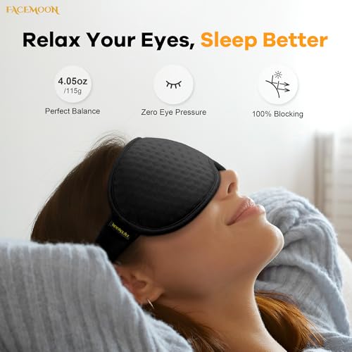 Blackout Weighted Eye Mask for Sleeping: 3D Contoured Gentle-Pressure Sleep Mask for Men & Women - Airplane Travel & Night Shift Essentials, Zero Eye Pressure, Breathable Blindfold, Black - Image 3