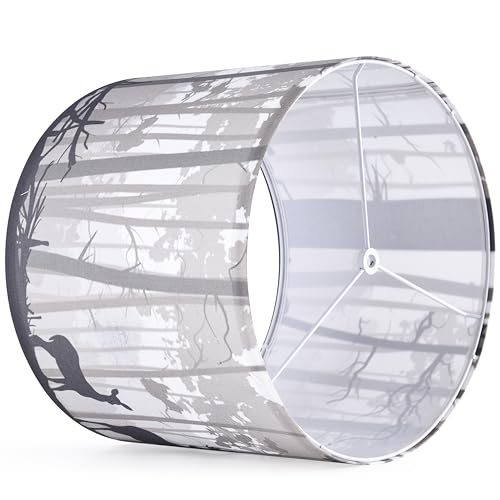 Go&So GS2-1-4-1 Drum Lamp Shade Medium Gray Animal Print Sika Deer Lampshade thumb #3