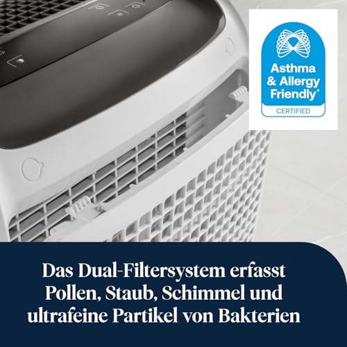 De’Longhi Tasciugo AriaDry Multi - Prijenosni odvlaživač zraka, 25L/dan uklanjanje vlage, sušilica rublja, zaštita od plijesni, niska razina buke, mjerač vremena, bijela (DDSX225)