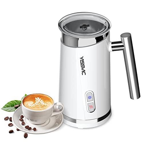 YISSVIC Schiumatore per latte frullatore latte schiuma 500 W 3 in 1 130 ml/300 ml per schiuma di latte caldo/freddo, cioccolata calda, caffè, cappuccino - bianco