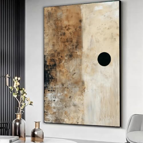 Tableau abstrait aux tons terreux toile décoration intérieure géométrique 80x110