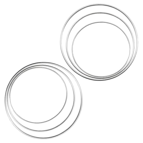 Image of Pocoxll 6 Pcs Dream Catcher Rings, Silver Metal Floral Hoops, Metal Rings for Crafts, 3 Sizes(8 /10 /12 Inch)