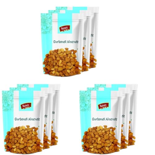 Image of Nutwiz Gurbandi Almonds 750 Grams (250 Grams X 3) with Rich Flavor, High Antioxidant Content, and Brain-Boosting Nutrition for Daily Vitality and Wellness |Packed with Energy to Support Kids' Learning, Adults' Productivity, and Elders' Strength