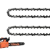 2 Pack Chainsaw Chains 12 Inch Bar Length, 3/8 LP Pitch, .050" Gauge, 45 Drive Links, 12" Replacement Chain Low-Kickback Fit for Craftsman, Greenworks, Poulan, Ryobi (Chain Length 16.73")