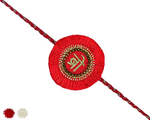 Image of MASQ by Q-One Designer Rakhi Combo Set with Roli Chawal & Moli for Men (Pack of 3) | Embroidered Handcrafted Raksha Bandhan Bracelet for Brother