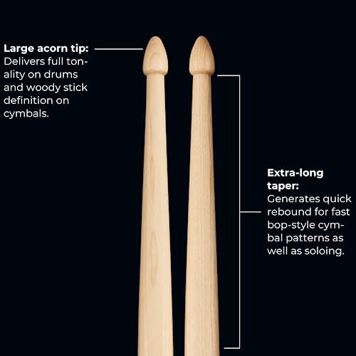 Meinl Stick & Brush Drumsticks, Big Bop 7A - North American Heavy Maple with Large Acorn Shape Wood Tip - MADE IN GERMANY (SB123) - Image 3