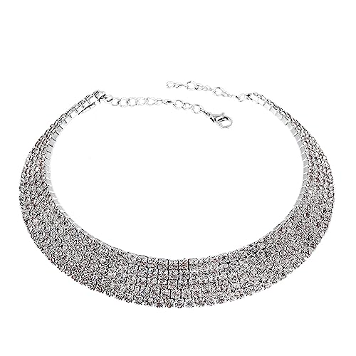 Bijoux strass femme ras du cou elegant et chaine double rang pour soiree