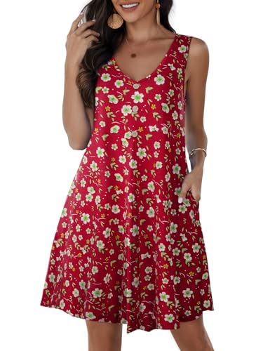 Image of JollieLovin Women Plus Size Summer Sundress Tank Sleeveless V Neck Beach Swing Dress Swimsuit Cover ups(L-5X)