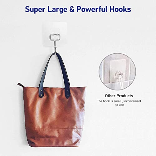 Image of 10 Pack Stainless Steel Wall Hooks Heavy Duty Adhesive Hooks for Wall Strong Hold Hanging Kitchen Accessories Items Picture Frames Clocks Photos Transparent Self Adhesive Wall Hanger No Drill