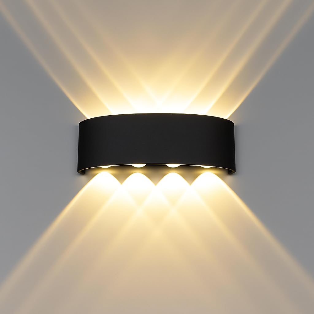 Murphy Premium 4-Up + 4-Down LED Wall Light – 2-Year Warranty | IP65 Waterproof Outdoor/Indoor Lamp |Warm White Glow | Shockproof Aluminium | Modern Architectural Lighting (Pack of 5)