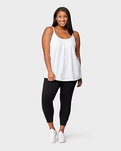 Vista 2 de 32 DEGREES Camiseta de tirantes para mujer, drapeada, con copa integrada