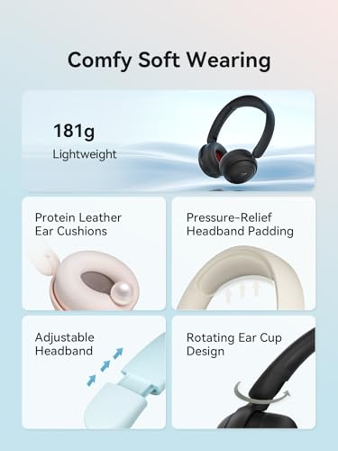 Image of 1MORE HQ20 Wireless On-Ear Headphones with Microphone, 85dB Safe Volume, 65H Playtime, Lightweight Foldable Bluetooth Headphones for School /Travel, Android and iOS Compatible, White