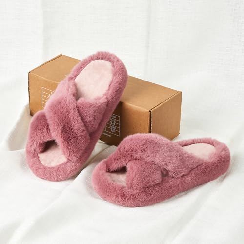 Image of Women's Memory Foam Fluffy Slippers - Cozy Fuzzy Plush Comfortable Shoes