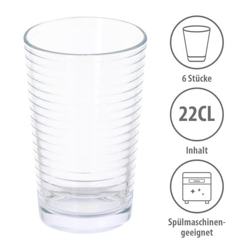 alpina Wassergläser - Trinkgläser Set - Gläser Set 6 Teilig - Spülmaschinenfest - 220 ml, Weiß