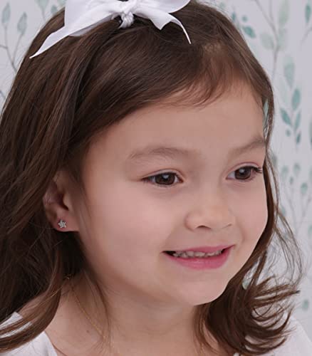 Cherished Moments Children's Sterling Silver Star Screw Back Earrings with Tiny CZ Stones2