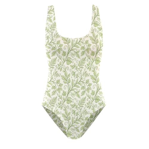 Traje de baño de mujer reductor que estiliza con hojas verdes 5