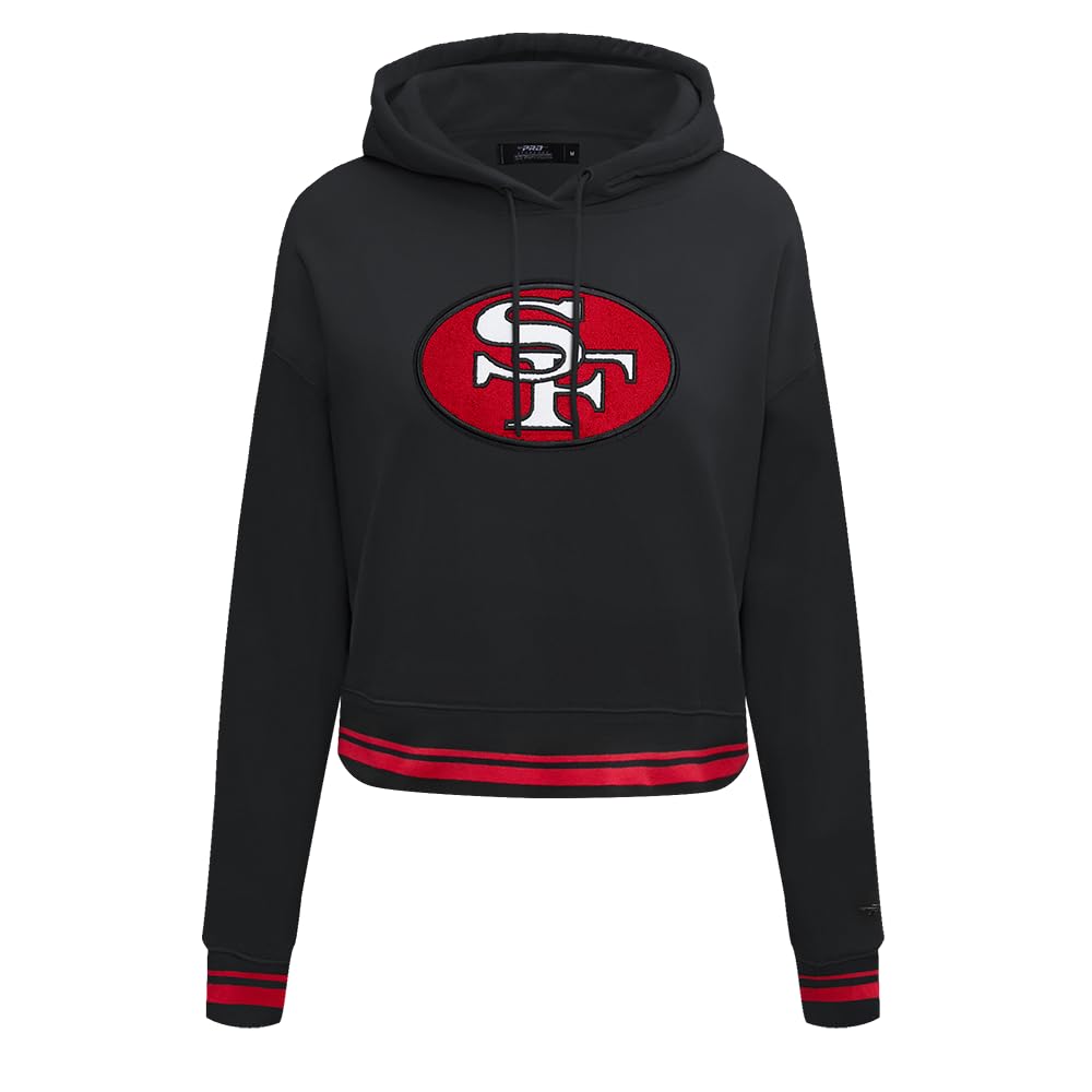 Pro Standard Womens NFL San Francisco 49Ers Retro Classics Cropped Pullover Hoodie Black/Red/Black M
