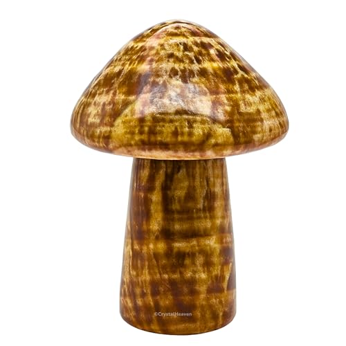 Image of Certified Aragonite Crystal Mushroom - Crystal Palm Stone for Reiki Healing, Energy Chakra Balancing, Meditation Yoga Agate Stone - Feng Shui Spiritual Gift for Pooja