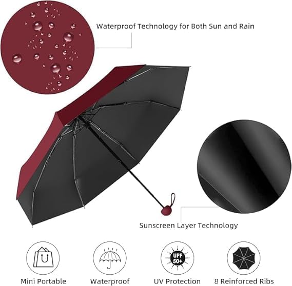 Image of Besque UV Big Size Umbrella for Sun Protection Rain Windproof Strong large 2 fold for men women kids boys girls Perfect Umbrella with cover small case stylish Windproof & Compact UV large size