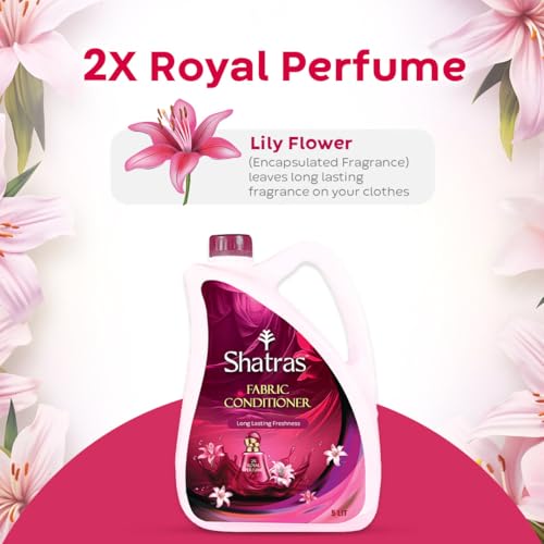 Image of SHATRAS Combo Pack Of Pink Lily Royal Perfume Fabric Conditioner 2 X 5Liter | After Wash Liquid Fabric Softener With Long-Lasting Fragrance | Royal Perfume Fragrance For Your Fabrics (Pack Of 2)