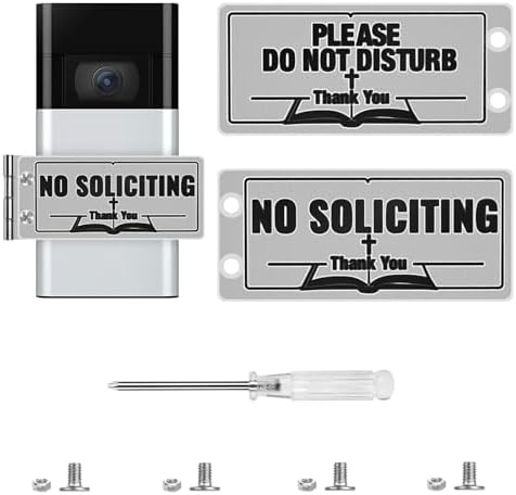 NO SOLICITING & PLEASE DO NOT DISTURB Rotating Doorbell Cover,Stainless Steel Metal Sign for House,Universal Fitting Doorbell Cover With A Icon of Cross & Bible,Drill-Free Adhesive Installation,The Gift for Home with Sleeping Babies,Pets & Home Office