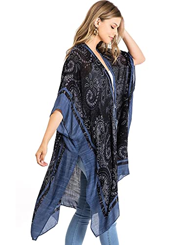 Image of Spicy Sandia Kimonos for Women Floral Beach Cover Up Loose Swimsuit Bathing Suit Coverup Cardigan for Summer Swimwear