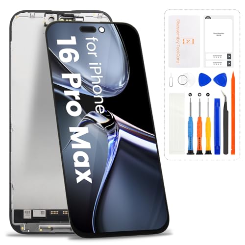 Screen Replacement for iPhone 16 Pro Max LCD for iPhone 16 Pro Max Display Touch Screen Digitizer Assembly A3296 A3084 A3295 A3297 Repair Parts with Tools(Black Incell)