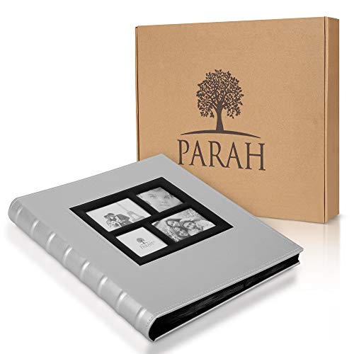 Parah Life Premium 500 Photo Family Wedding Anniversary Baby Vacation Album Sewn Bonded Leather Book Bound Multi Directional 500 4x6 Photos 5 Per Page Large Capacity Deluxe Customizable (Silver) - Thumbnail 5