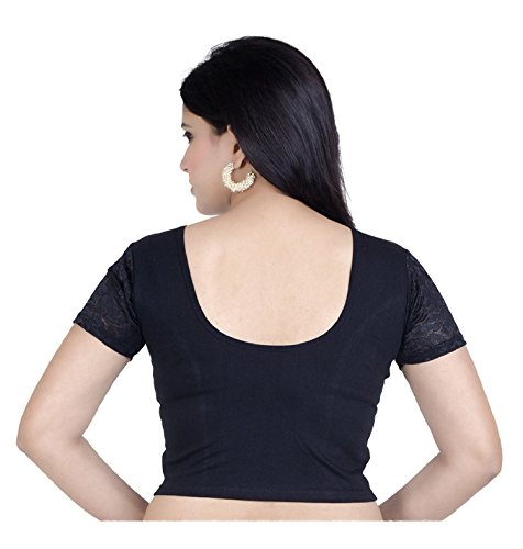 Image of Fressia Fabrics Women's Cotton Solid Half Sleeve Stretch Saree Blouse