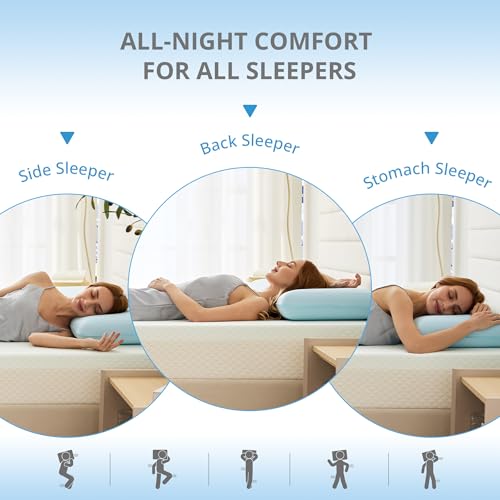 Image of Cooling Gel Memory Foam Pillow for Hot & Side Sleepers, Neck Support, Blue | Ergonomic Pressure Relief, Fits Back & Stomach Sleepers, Reversible Removable Machine Washable Cover, Night Sweats Relief