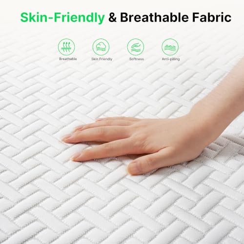 Image of 8 inch Twin Mattress Cooling Memory Foam Mattresses, Medium Firm | Mattress in a Box for Pressure Relief & Cool Sleep, Fiberglass Free, CertiPUR-US Certified, White & Gray