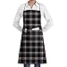 Drempad Delantal Golf GTI Plaid Bib Apron Chef Apron - with Pockets for Male and Female,Waterproof, Resistant to Droplets, Durable, Machine Washable, Comfortable, Easy Care Apron