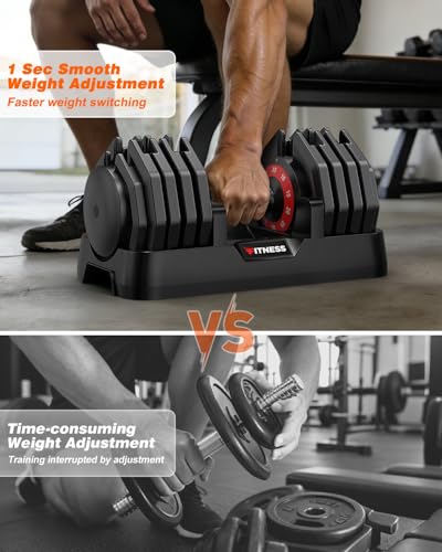 Image of Rendpas Adjustable Dumbbells Set of 2, 5-in-1 /10-in-1 /16-in-1 Quick-Lock Hand Weights 25 /55 /80 lbs Pair, Anti-Slip Handle Free Weights Set for Home Gym Strength Training for Men Women