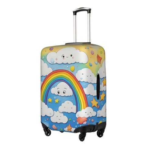Rainbow Clouds Raindrop Print Personalized Travel Luggage Cover With Zipper, Elastic Luggage Cover,For Daily Use2
