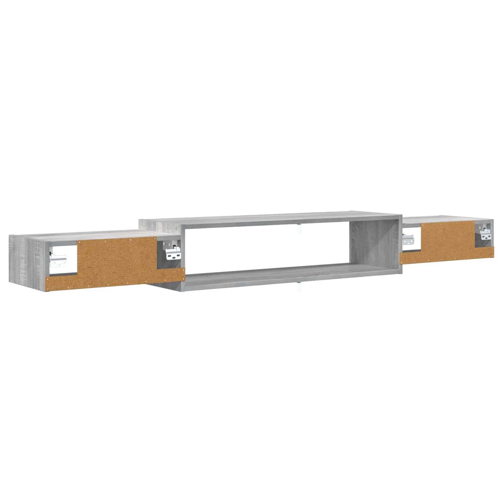 Makastle Wandmontierter TV-Schrank aus Holzwerkstoff mit Wandhalterung, 3 Regale, 180 x 28 x 21 cm, Rechteckig