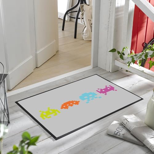 Paillasson retro gaming 8 bits Pixel Invaders gris 75x50 - 6
