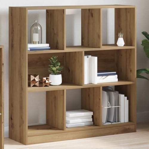 Estantería de madera de roble Artisan independiente con 8 compartimentos organizadores 4