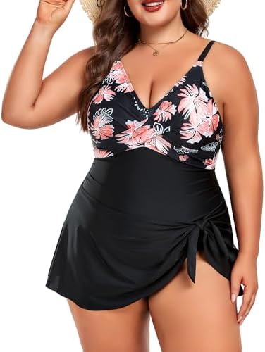 Maiô feminino plus size com controle de barriga, gola V, cobertur...
