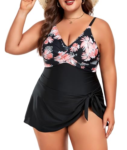 Maiô feminino plus size com controle de barriga, gola V, cobertur...