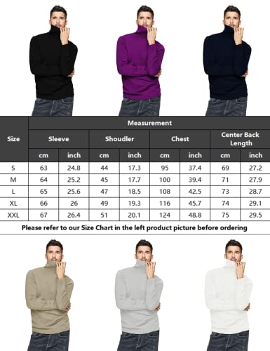 Lecgee Men's Slim Fit Turtleneck Sweater Knitted Thermal Basic Pullover Sweaters Black #TOP5