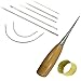 11 Pieces Repair Leather Craft Tool, 7 Pieces Curved Upholstery Hand Sewing Needles Sewing Needles with Leather Waxed Thread Cord 1 Brown 1 Black and Drilling Awl and Thimble for Leather Repair