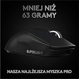 Logitech G PRO X SUPERLIGHT Bezprzewodowa mysz gamingowa, lekka, czujnik HERO 25K, 25,600 DPI, 5 programowalnych przycisków, długi czas pracy baterii, kompatybilna z PC/Mac - Czarny