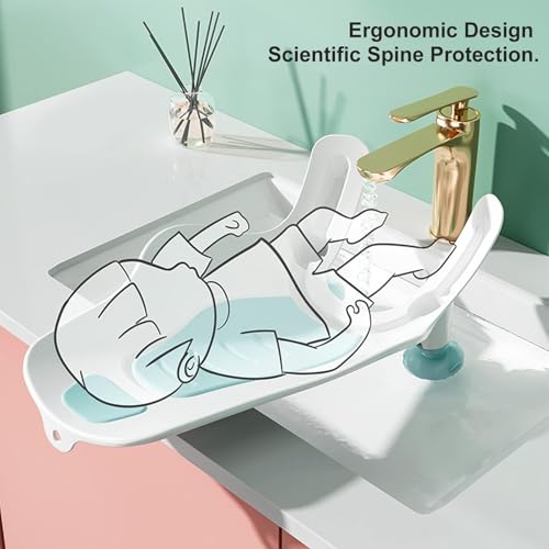 Image of Clean Rinse Bather, Wash Hip Clean Rinse Baby Bather Semi Circular Sink Ergonomic Multi Purpose for Travel for Boy (Green)