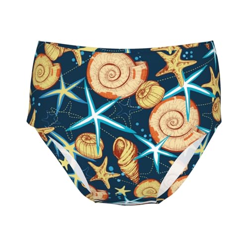 Marine Life Of Seashells And Starfish Girls' Underwear Soft Cotton Little Girls Panties Comfort Briefs