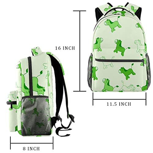 Sac à dos décontracté au motif cheval vert unique et coloré - 2