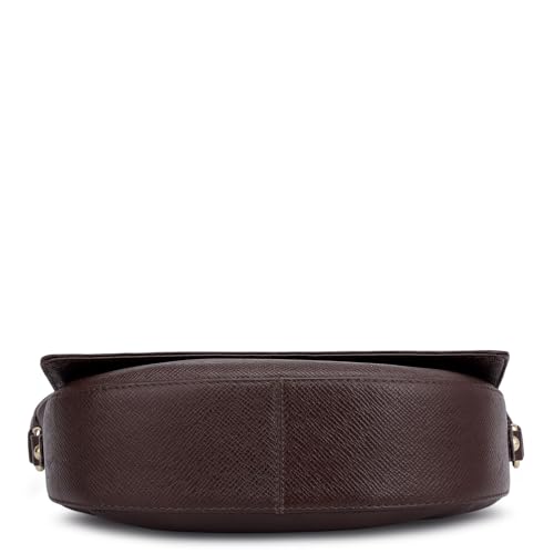Image of Da Milano Leather Shoulder Bag for Women - Brown (OR-3027)