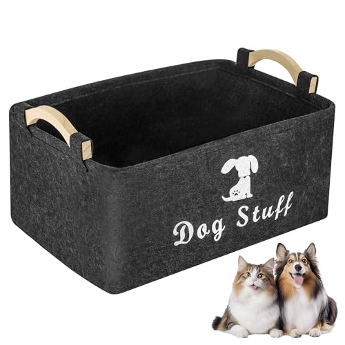 TranRantic Spielzeugkiste für Hunde, 25 x 38 x 18 cm, Aufbewahrungskorb für Spielzeug für Haustiere, aus Filz, Spielzeugkorb für Hunde mit Griff, Spielzeugkiste für Welpen, faltbar